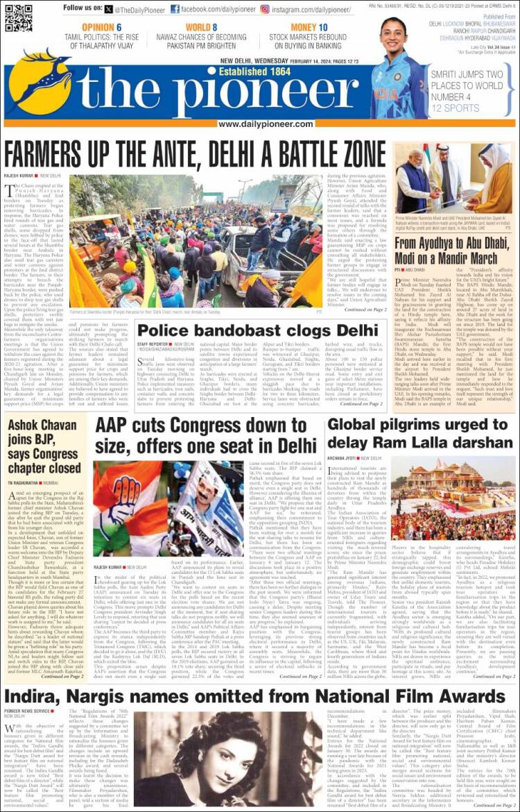 Portada de The Pioneer (India)