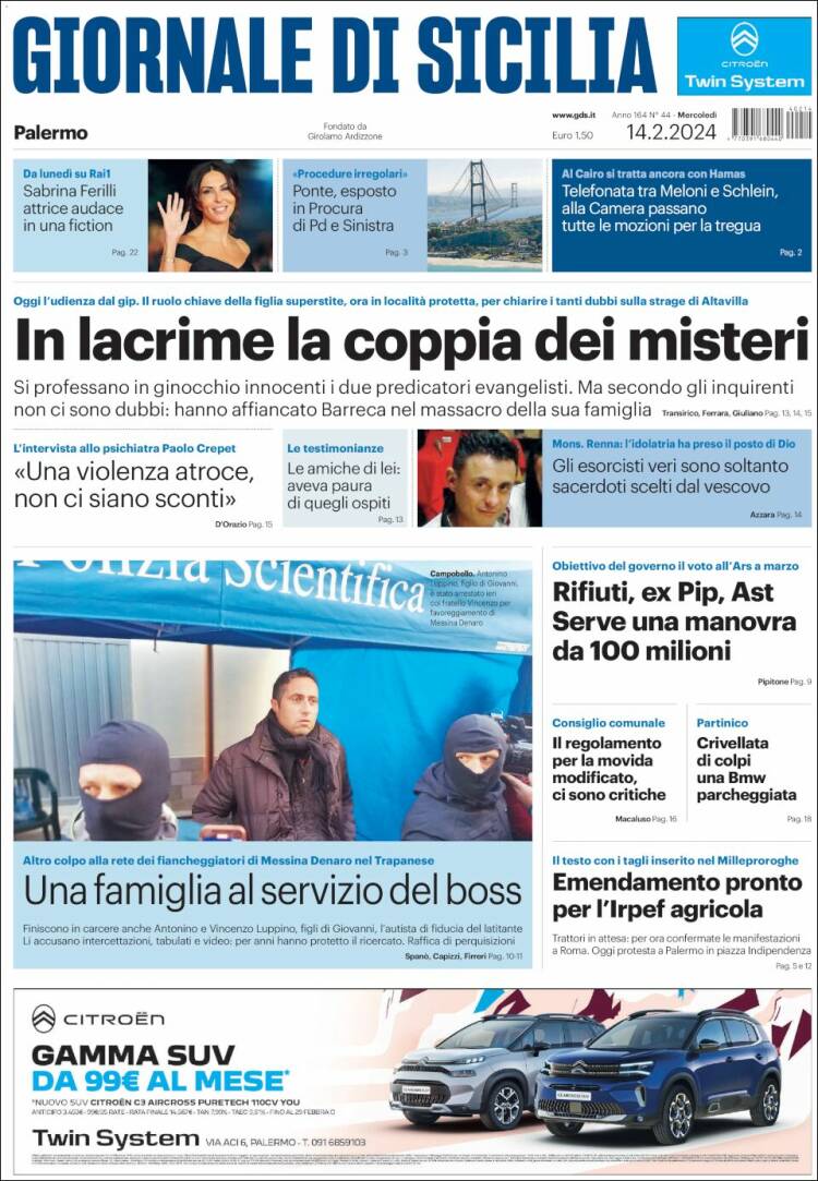 Portada de Giornale di Sicilia (Italia)