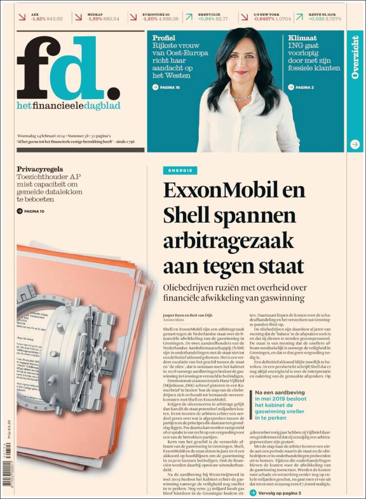 Portada de Het Financieele Dagblad (Pa&iacute;ses Bajos)