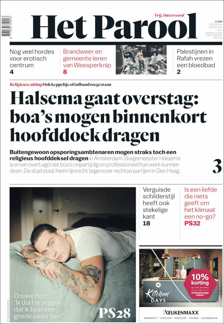 Portada de Het Parool (Pa&iacute;ses Bajos)
