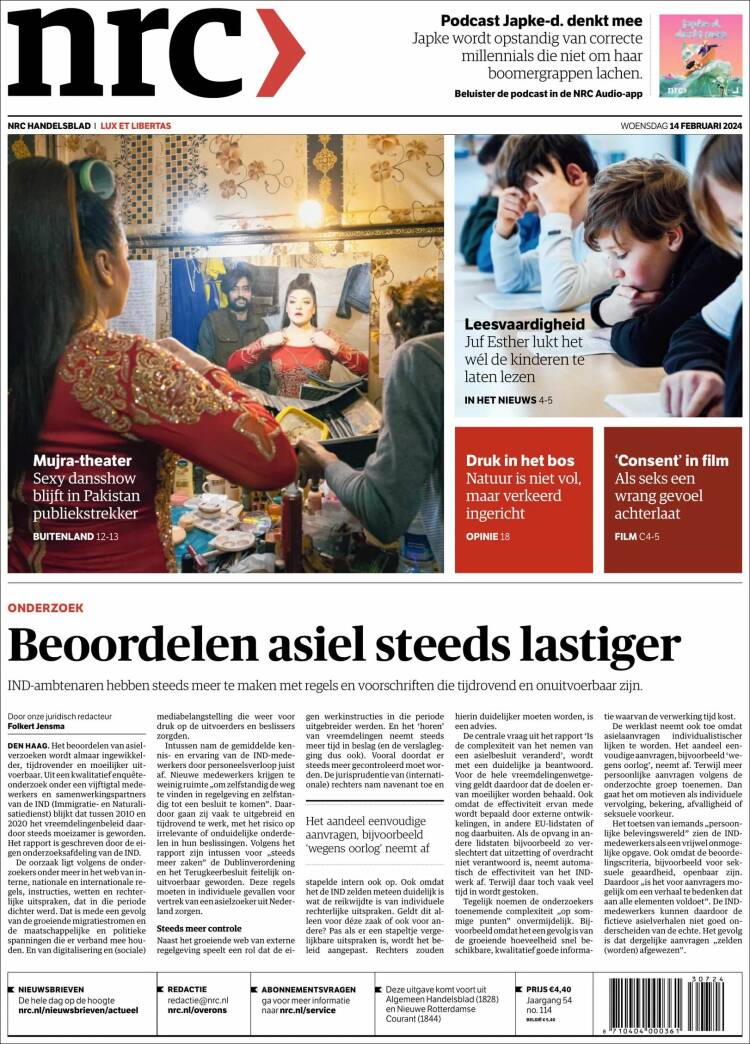Portada de NRC Handelsblad (Pa&iacute;ses Bajos)