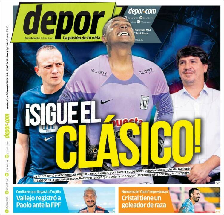 Portada de Depor (Per&uacute;)