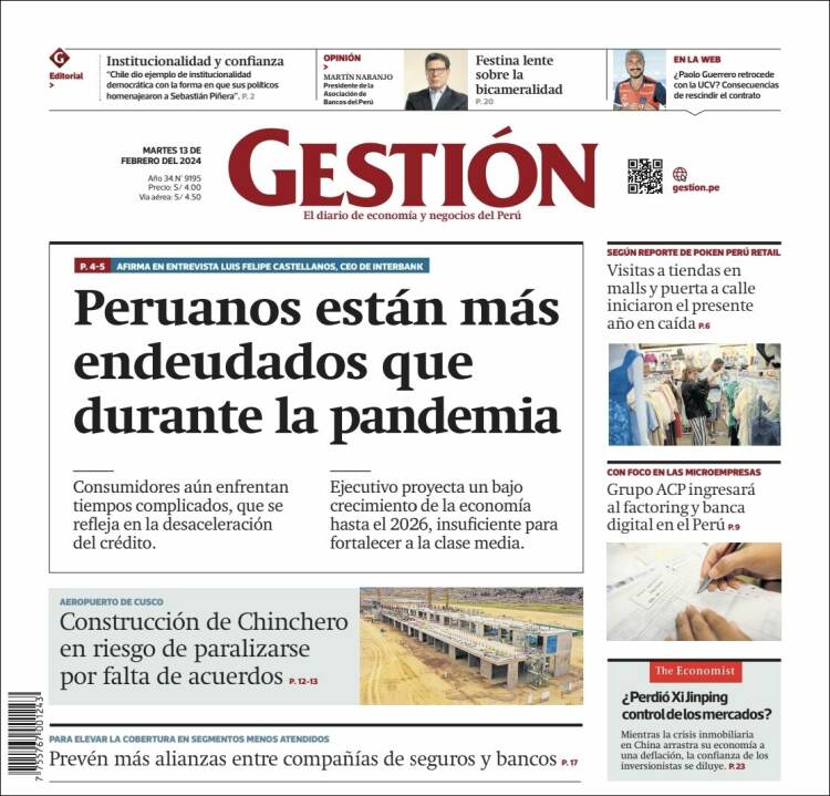 Portada de Diario Gestión (Per&uacute;)