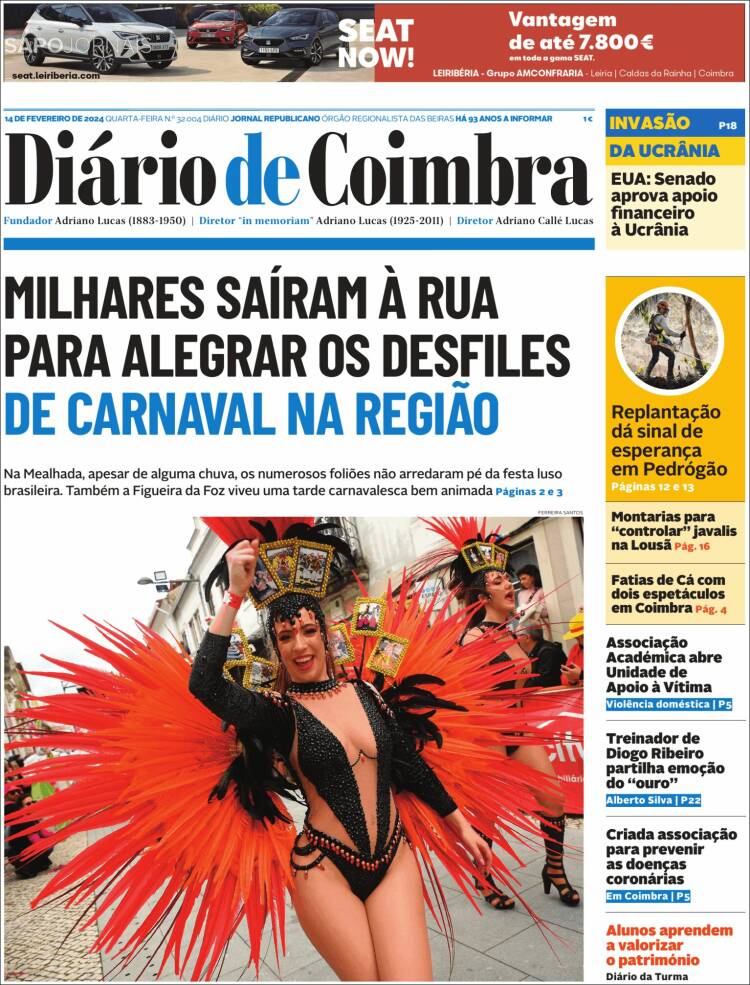 Portada de Diário de Coimbra (Portugal)