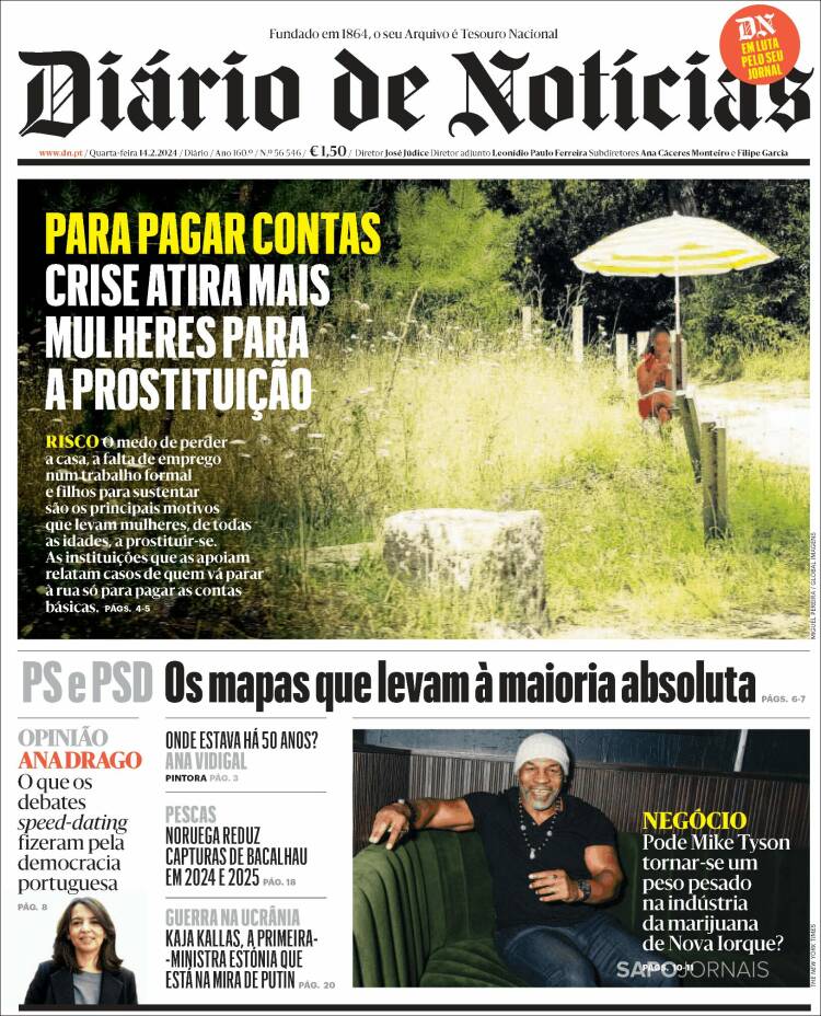 Portada de Diário de Noticias (Portugal)