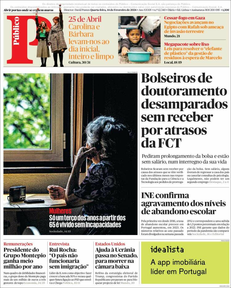 Portada de Público (Portugal)
