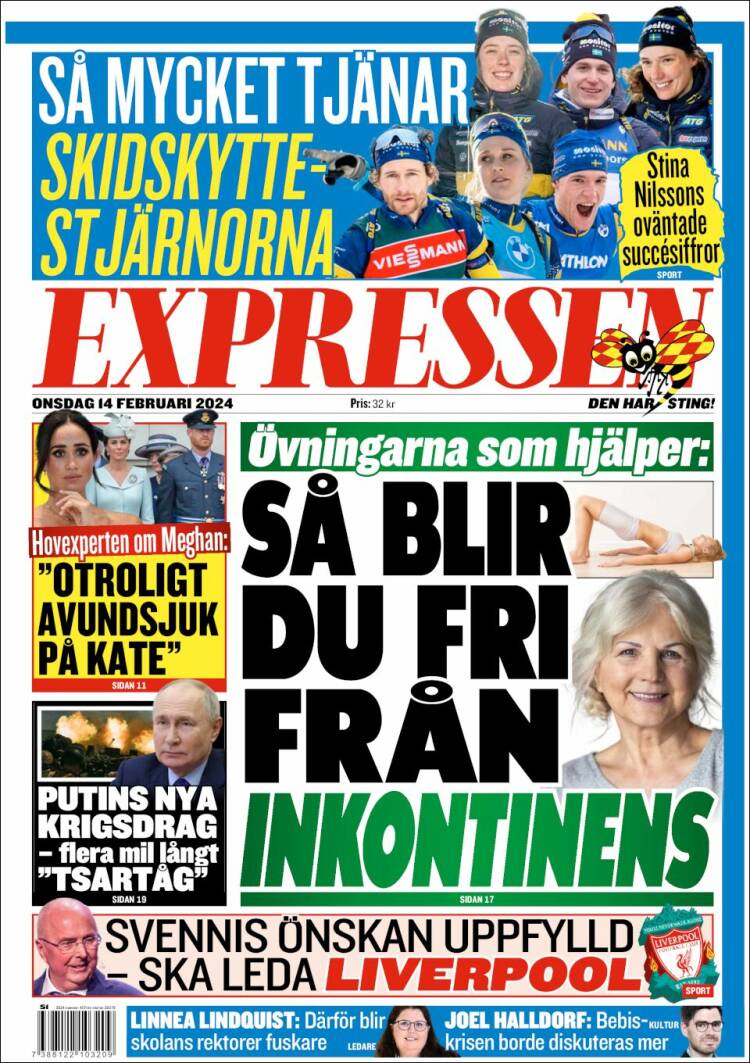 Portada de Expressen (Suecia)