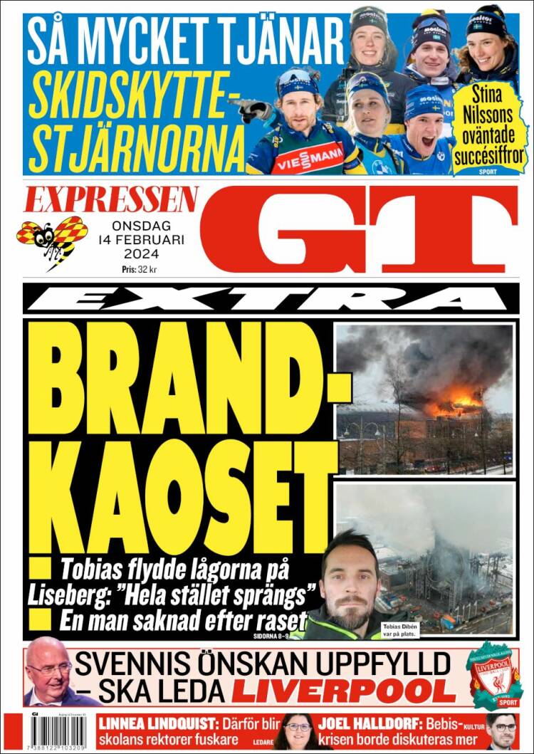 Portada de Göteborgstidningen (Suecia)