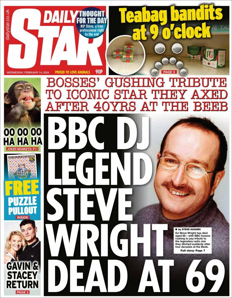 Portada de Daily Star (Reino Unido)