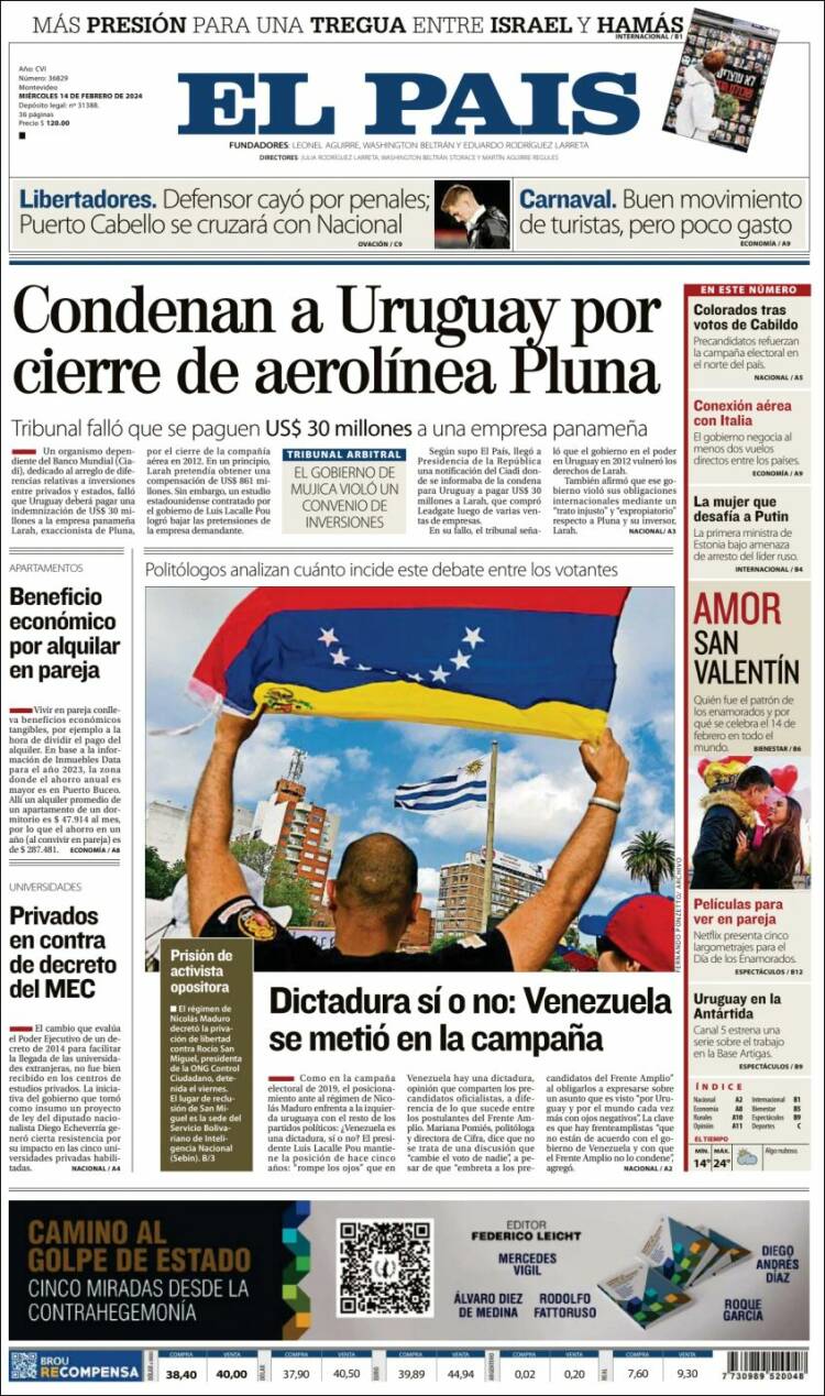Portada de El País (Uruguay)
