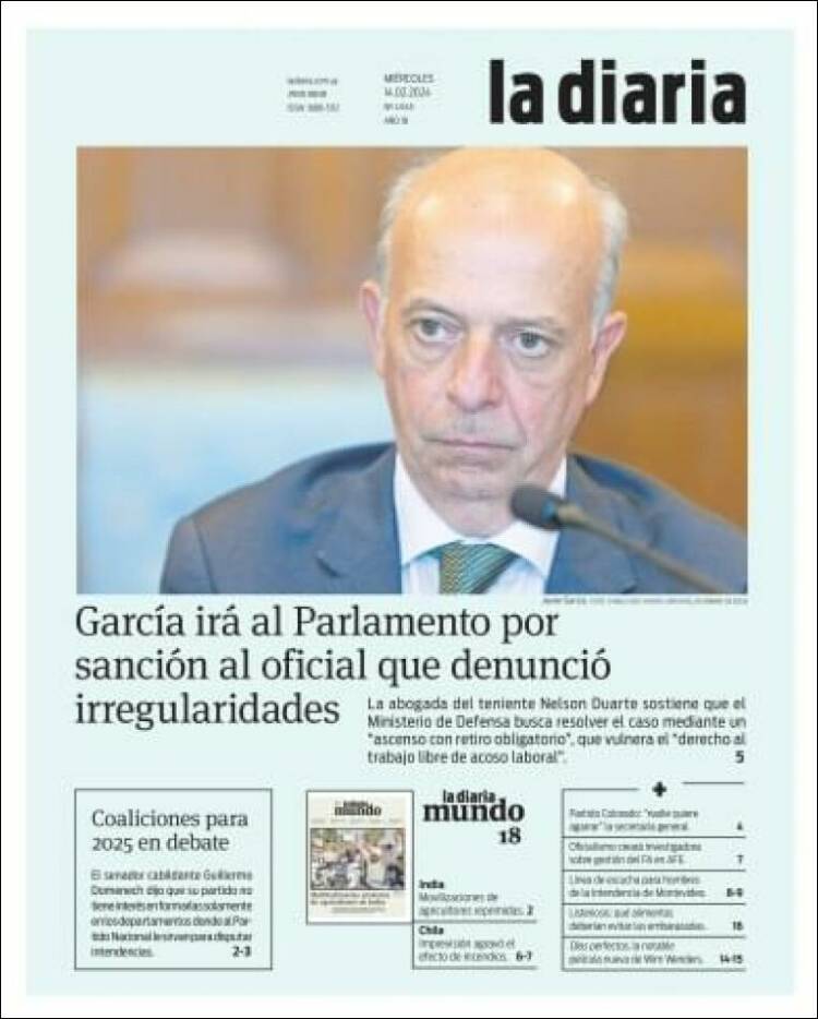 Portada de La Diaria (Uruguay)