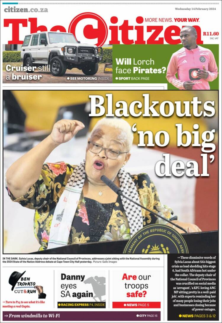 Portada de The Citizen (Sud&aacute;frica)