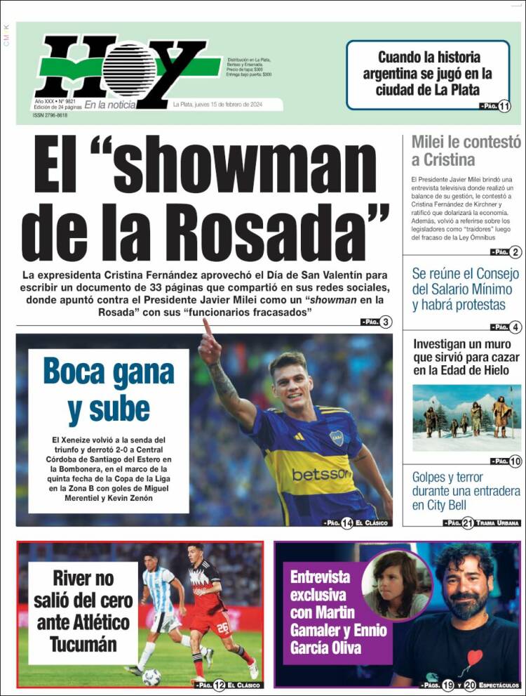 Portada de Diario Hoy (Argentina)