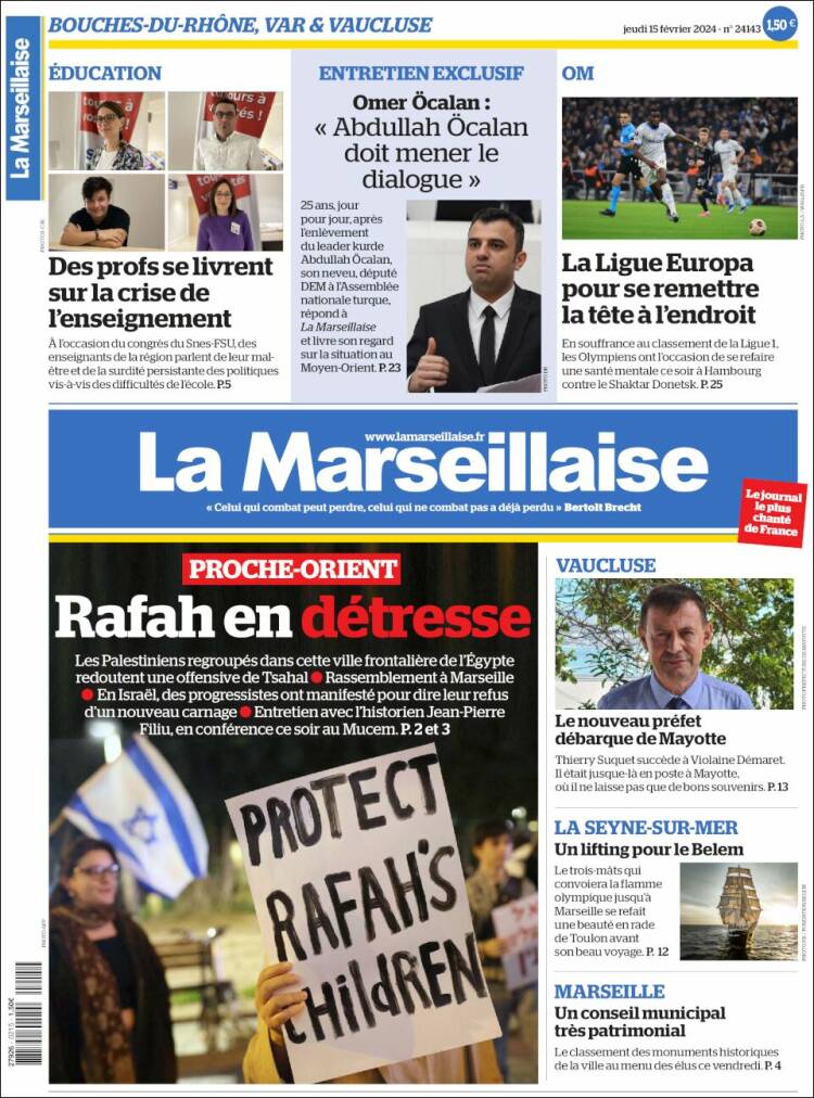 Portada de La Marseillaise (Francia)