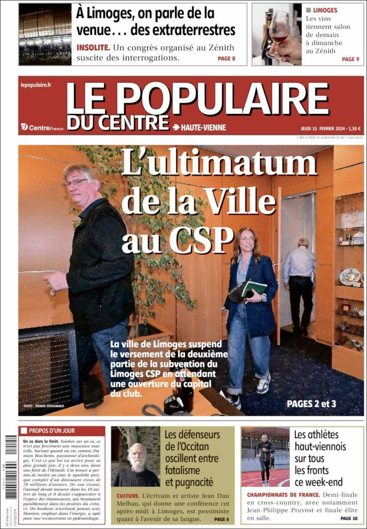 Portada de Le Populaire du Centre (Francia)