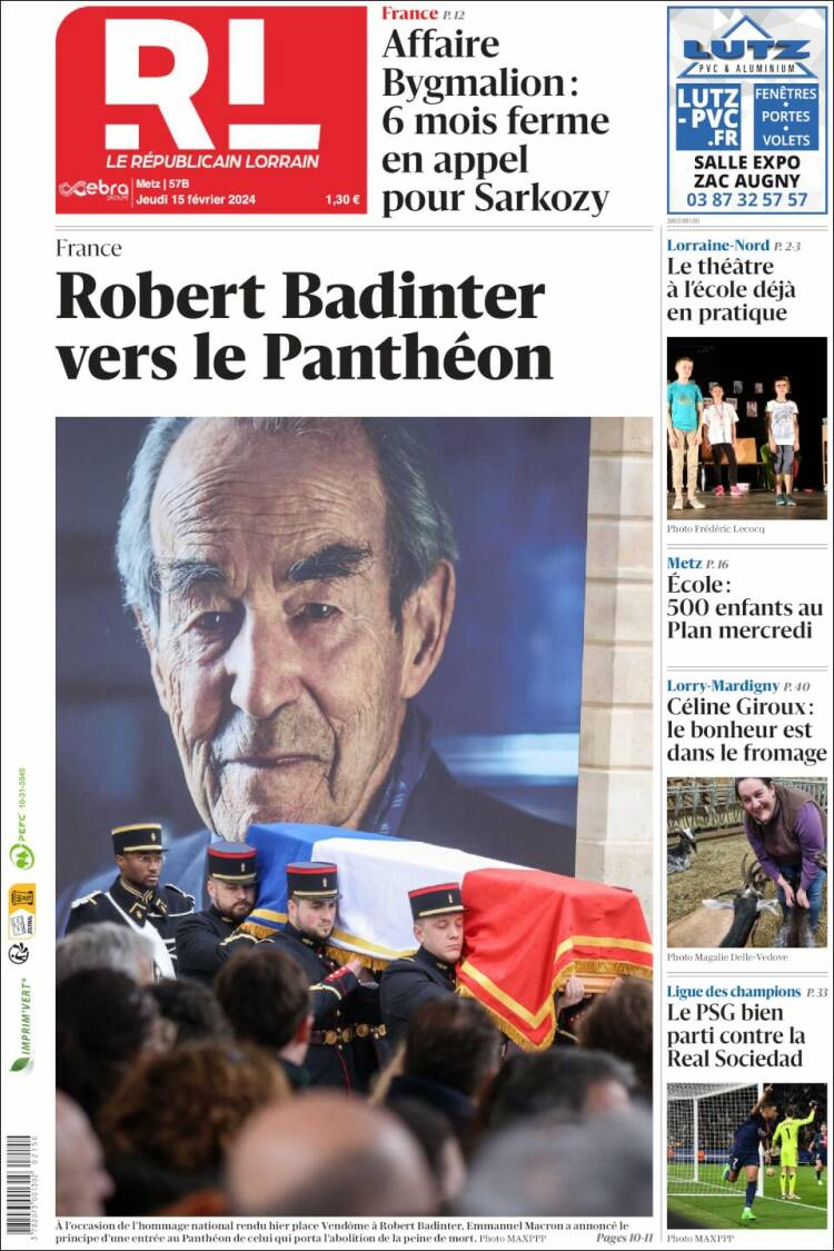 Portada de Le Republicain Lorrain (Francia)