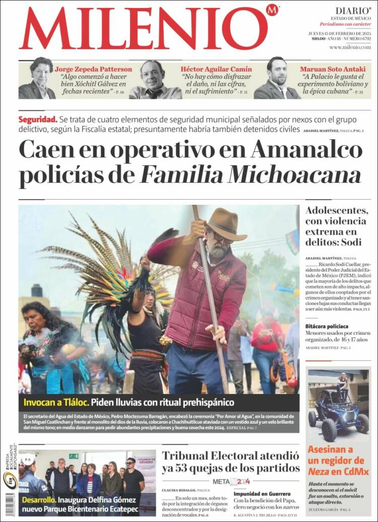 Portada de Milenio - Estado de México (México)