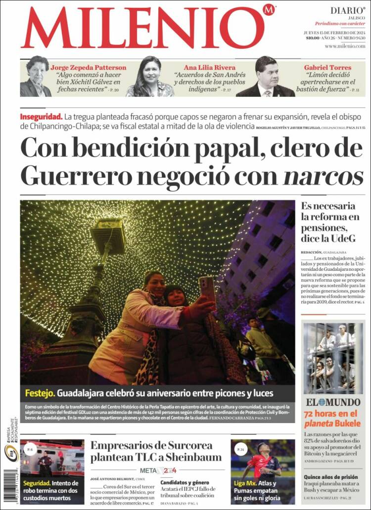 Portada de Milenio - Jalisco (México)