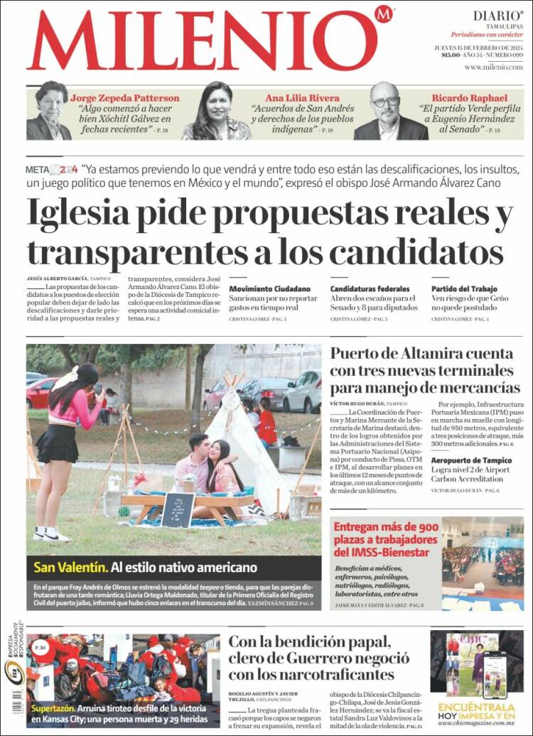 Portada de Milenio - Tamaulipas (México)