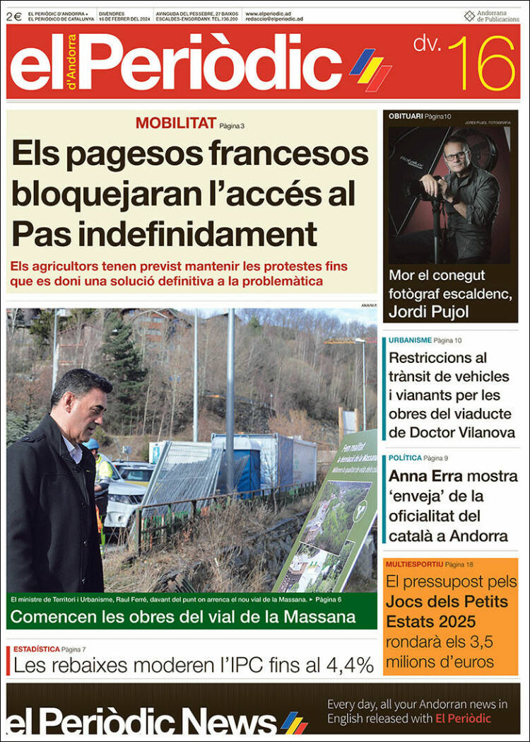 Portada de El Periòdic d'Andorra (Andorra)