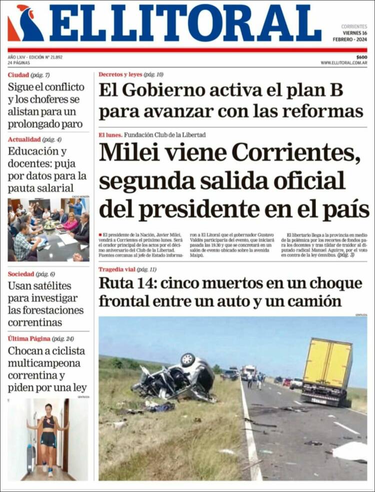 Portada de El Litoral Corrientes (Argentina)