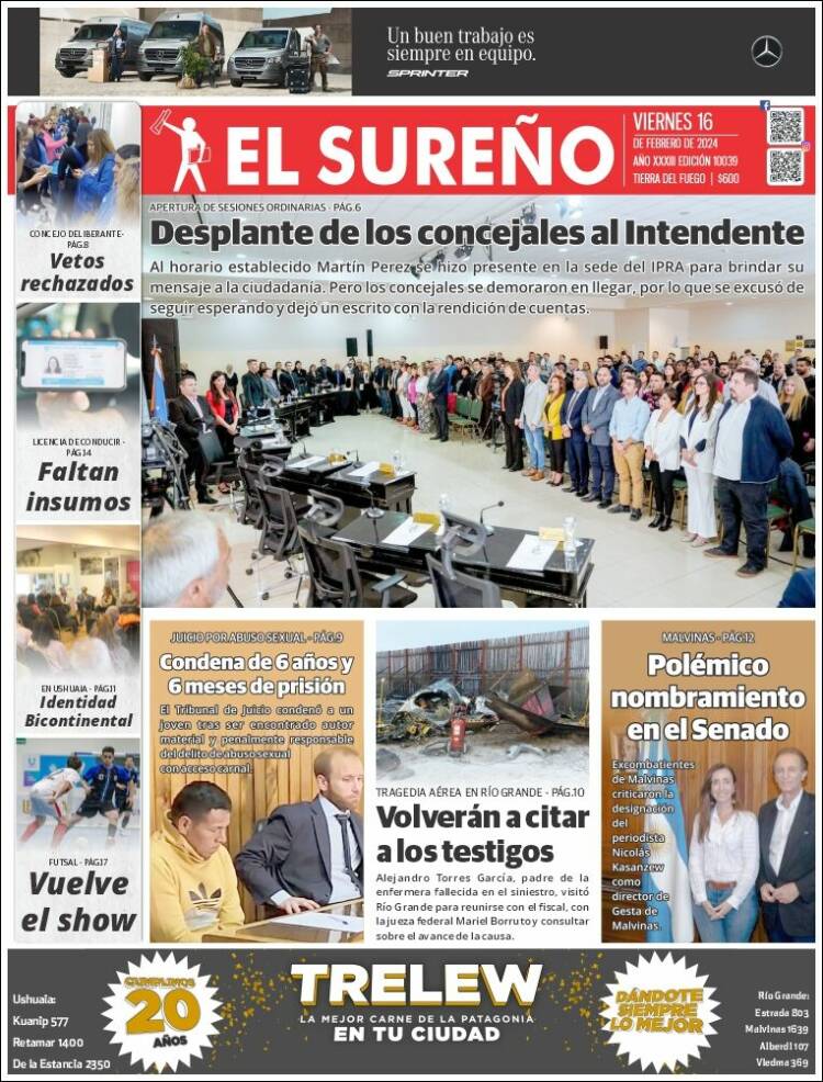 Portada de Diario El Sureño (Argentina)