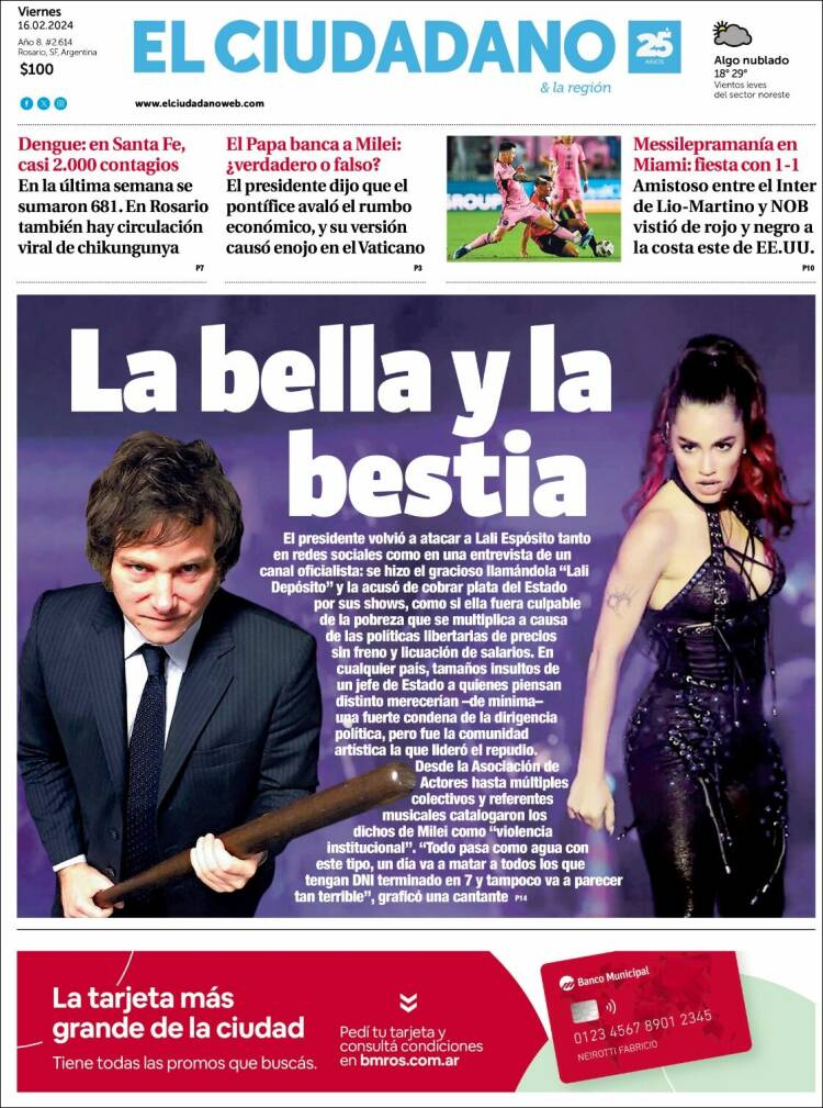 Portada de Diario El Ciudadano (Argentina)