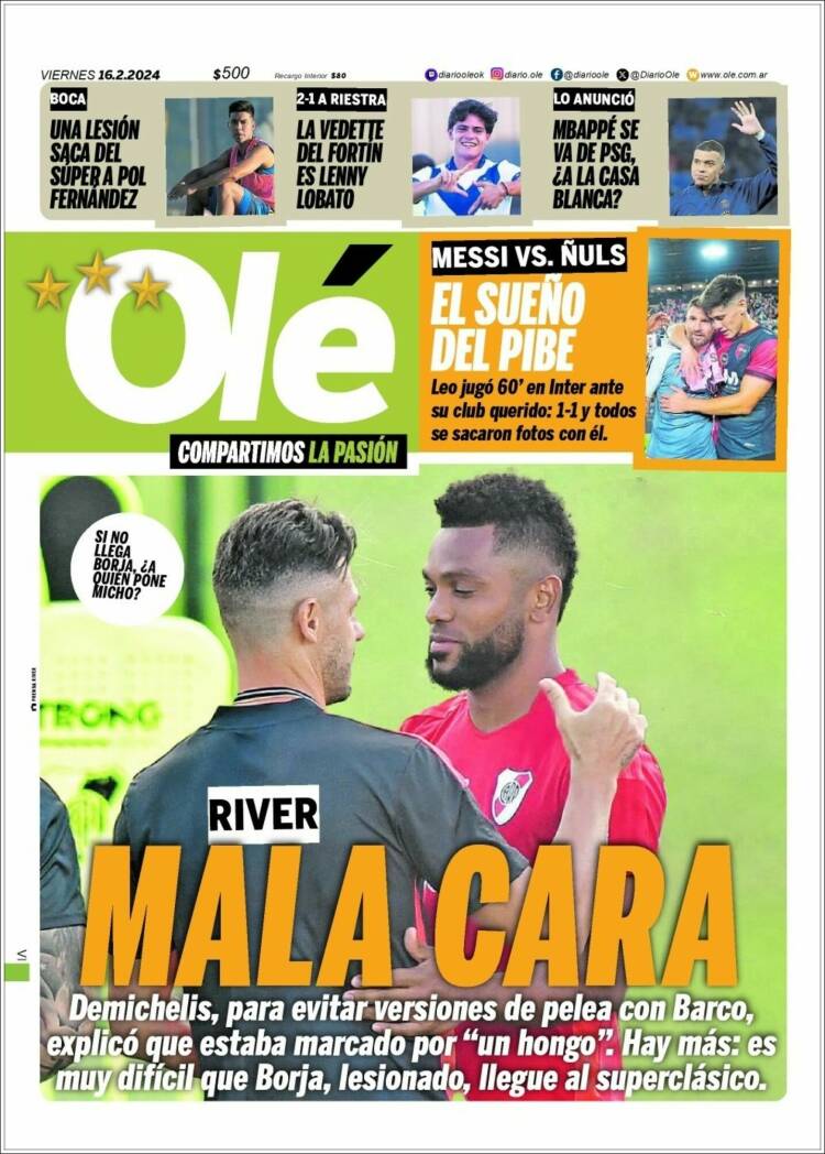Portada de Olé (Argentina)