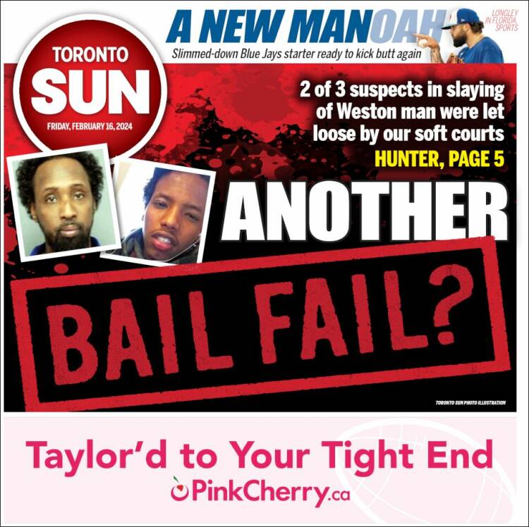 Portada de The Toronto Sun (Canadá)