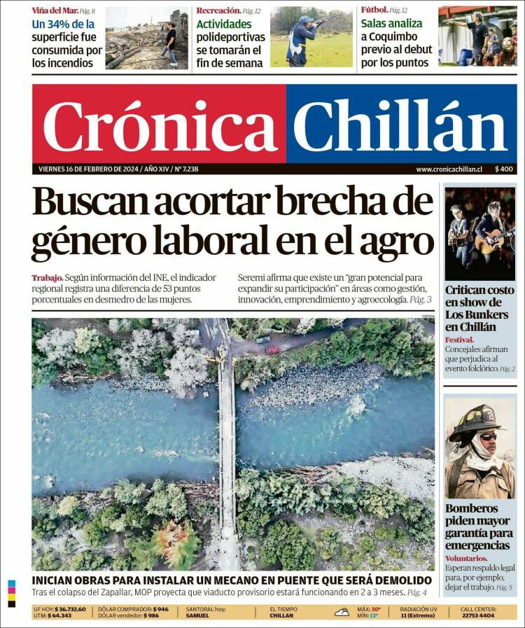 Portada de Crónica Chillán (Chile)