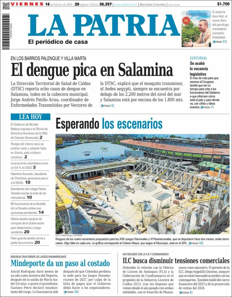 Portada de La Patria (Colombia)