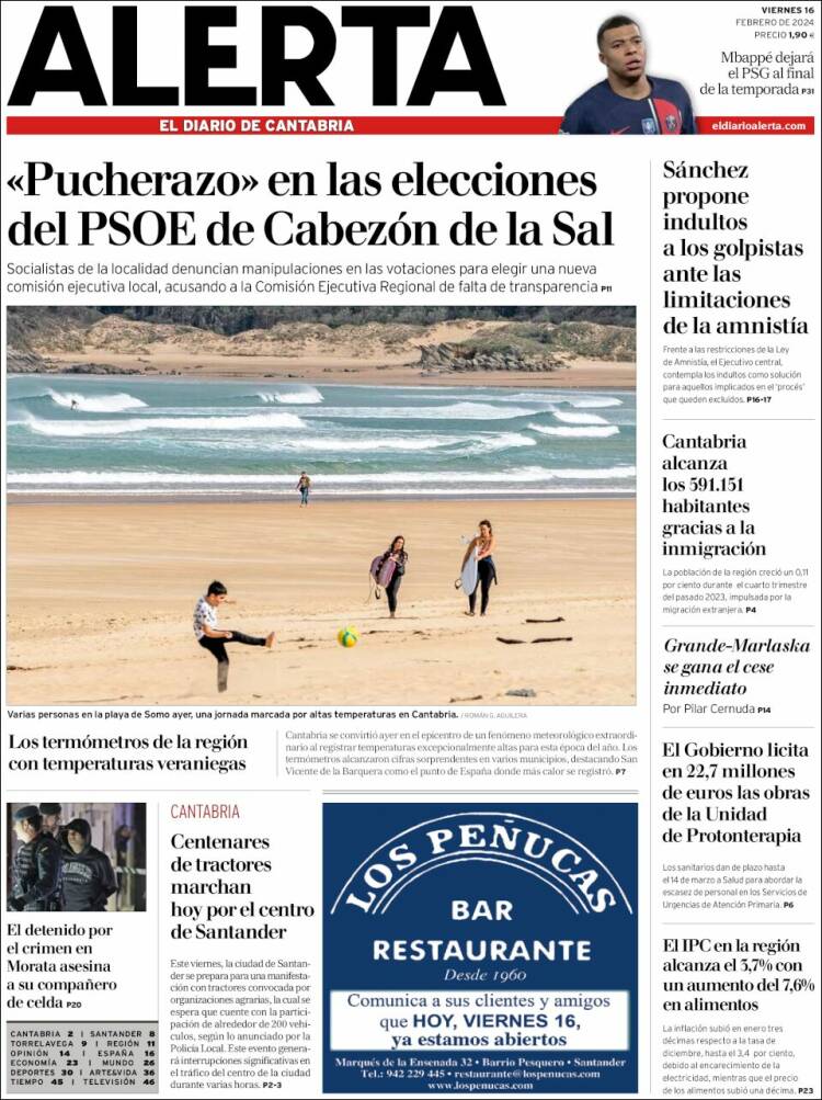 Portada de Alerta - El Diario de Cantabria (España)