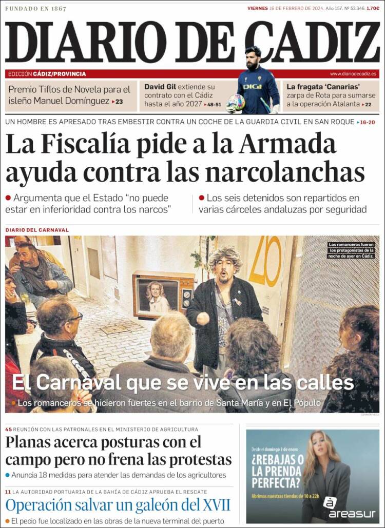 Portada de Diario de Cádiz (España)