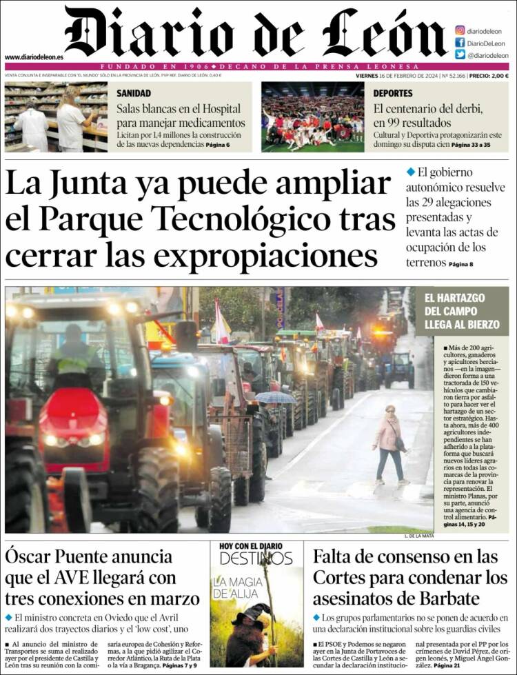 Portada de Diario de León (España)