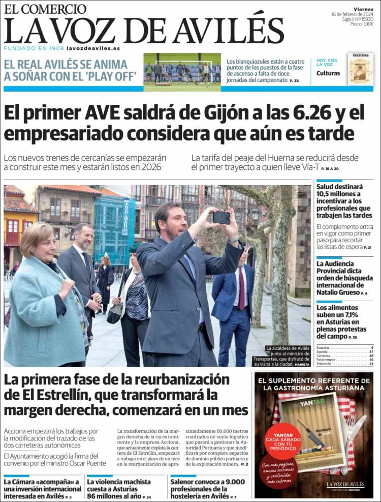 Portada de El Comercio - Avilés (España)