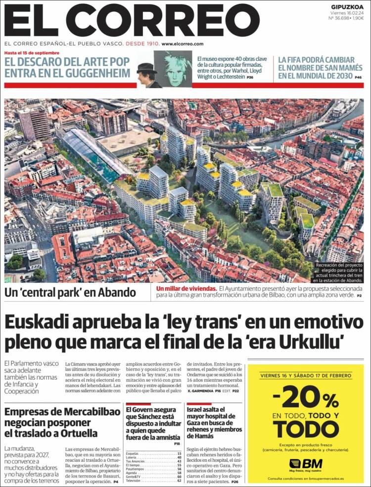 Portada de El Correo - Guipuzcoa (España)