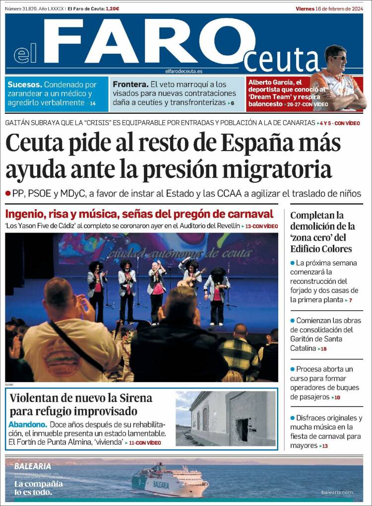 Portada de El Faro de Ceuta (España)