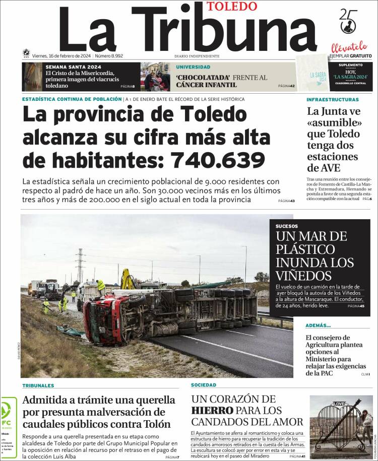 Portada de La Tribuna de Toledo (España)