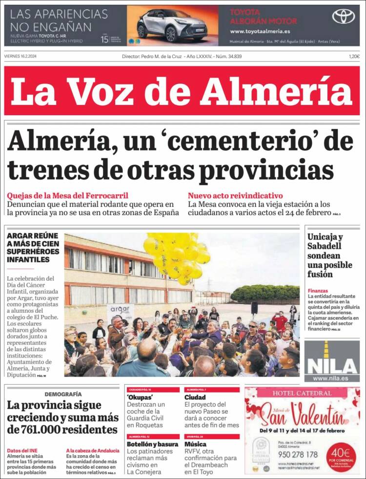 Portada de La Voz de Almería (Espa&ntilde;a)