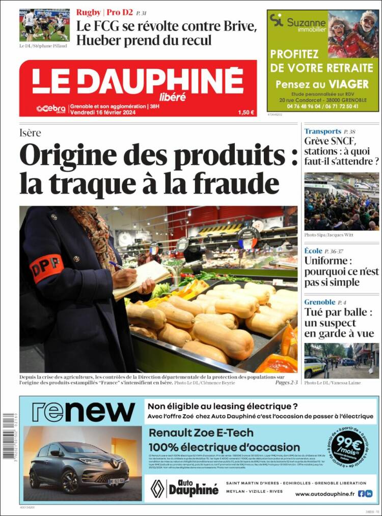 Portada de Le Dauphiné Libéré (Francia)