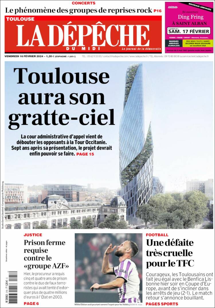 Portada de La Dépêche du Midi (Francia)