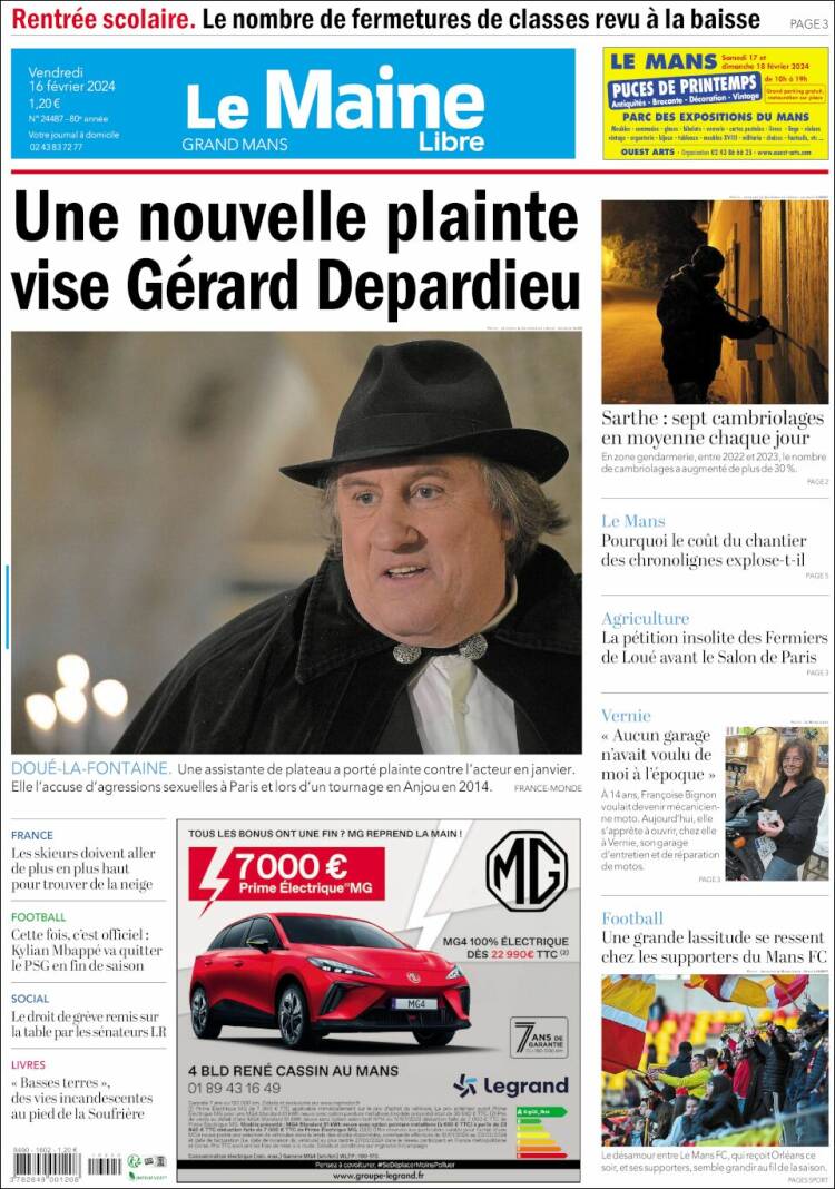 Portada de Le Maine Libre (Francia)