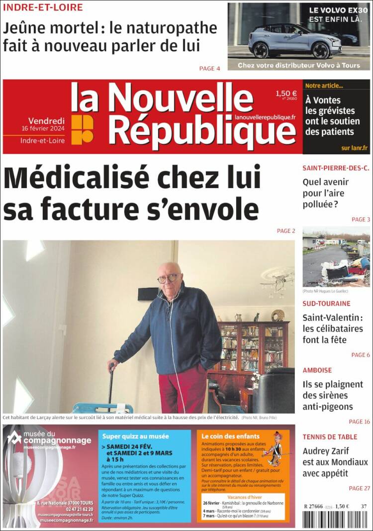 Portada de La Nouvelle Republique (Francia)