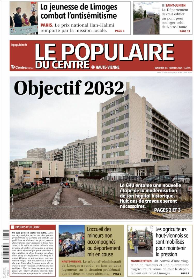 Portada de Le Populaire du Centre (Francia)