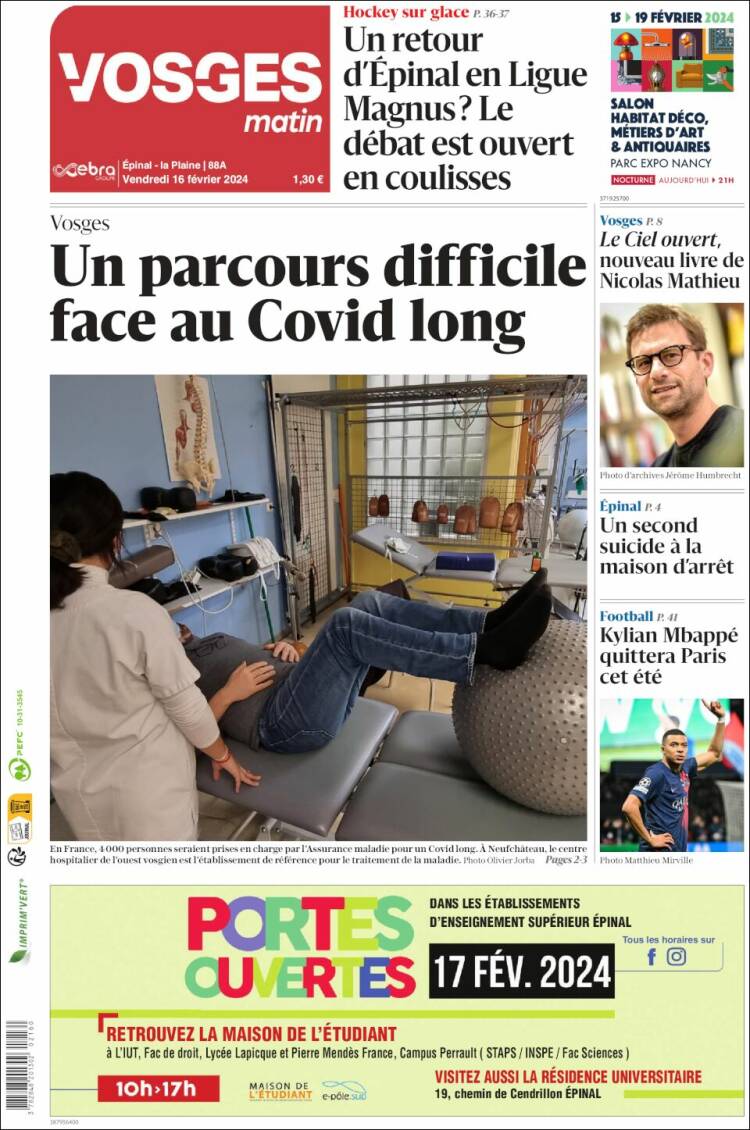 Portada de Vosges Matin (Francia)