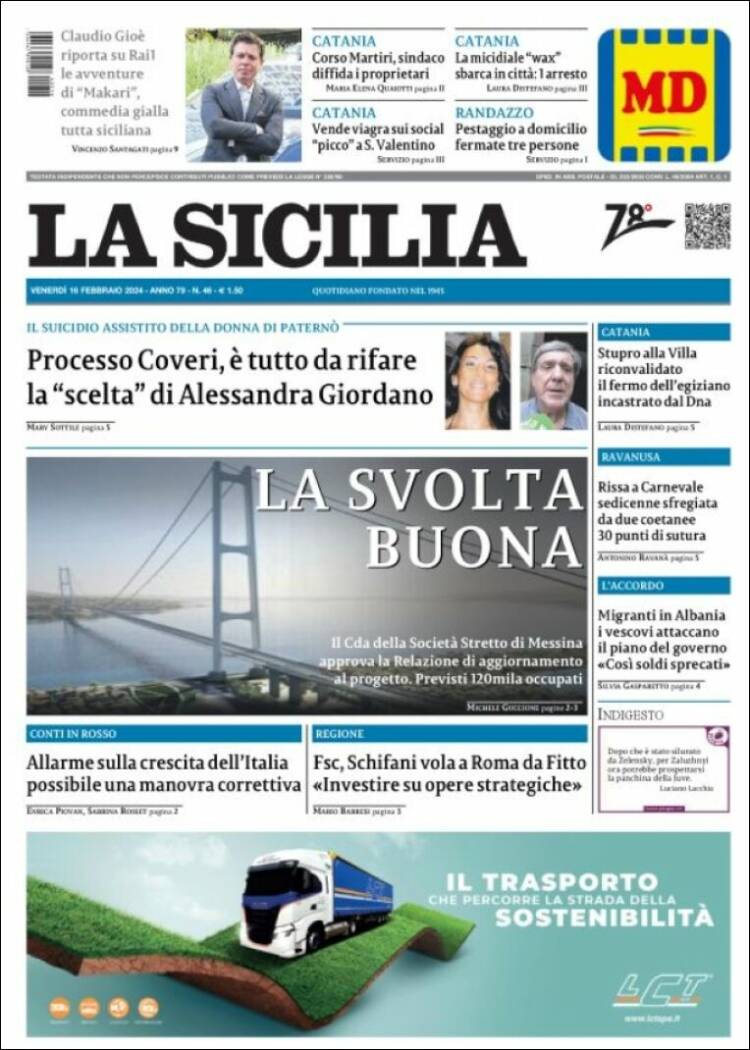 Portada de La Sicilia (Italia)