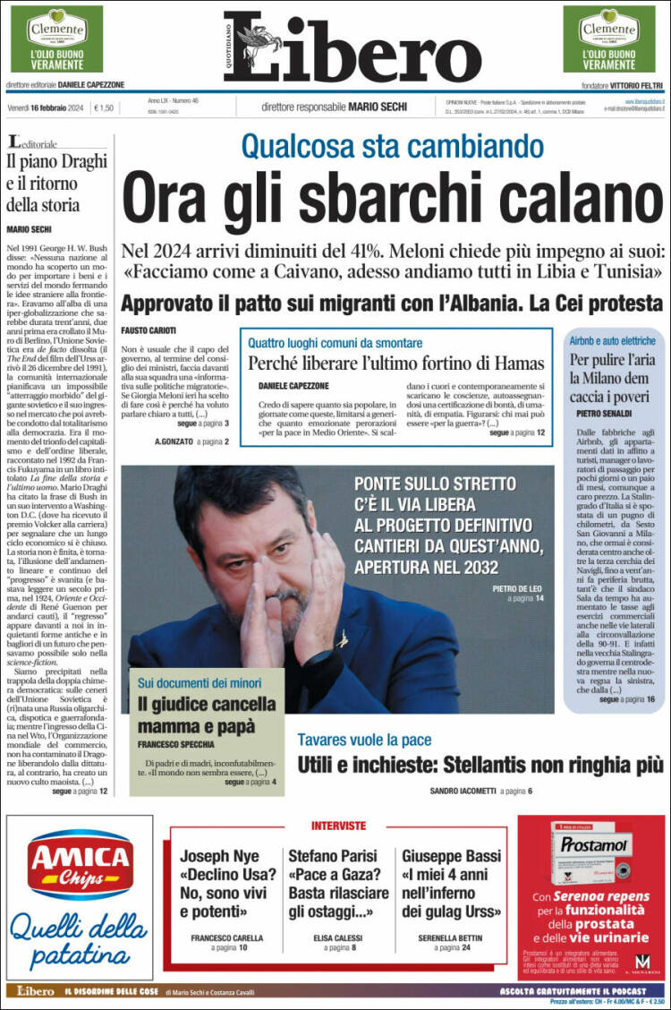 Portada de Libero (Italia)