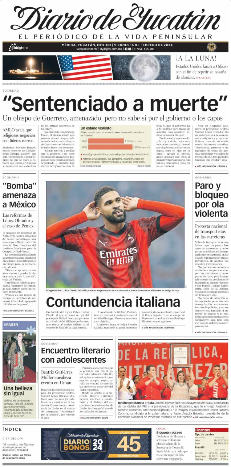 Portada de Diario de Yucatán (M&eacute;xico)