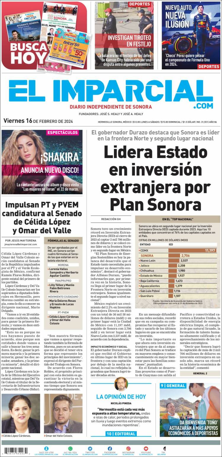 Portada de El Imparcial (M&eacute;xico)