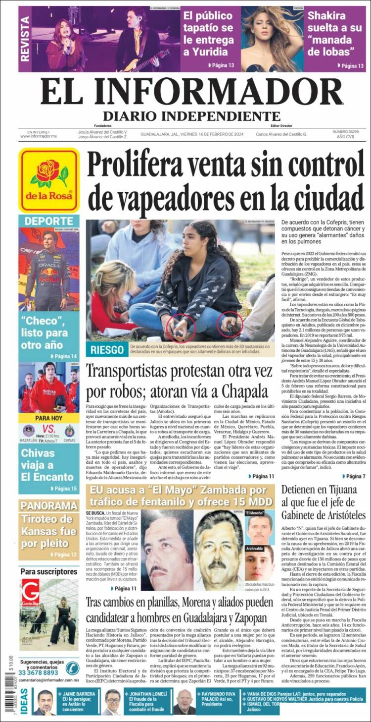 Portada de El Informador (M&eacute;xico)